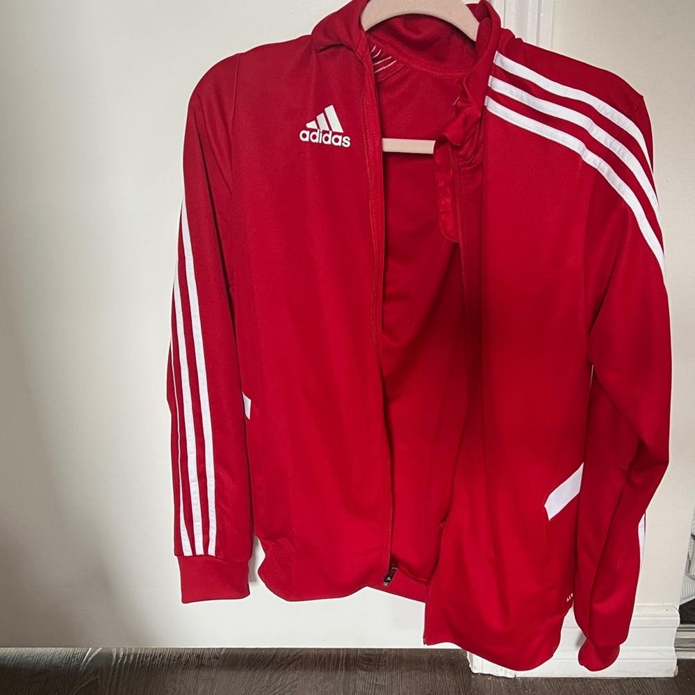 red small adidas tracksuit jacket